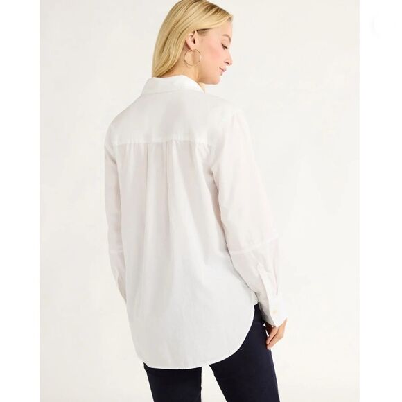 Classic White Button-Up Shirt Cotton Tunic Blouse Size XL - Picture 6 of 7